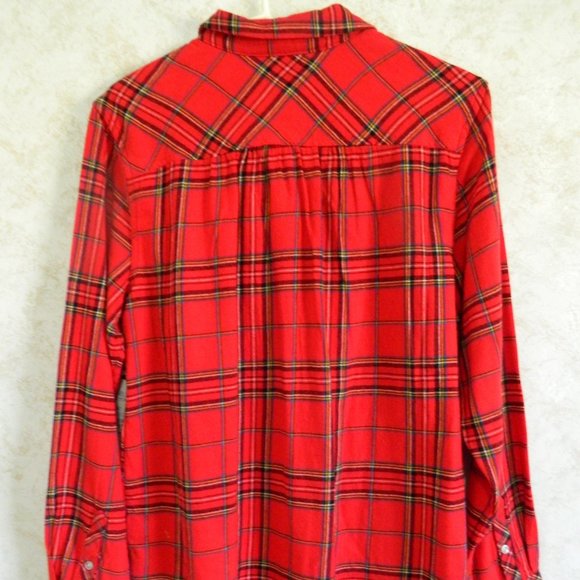 Ladies Croft & Barrow Red Plaid Extra Soft Flannel Soft Button Down Shirt Large - Picture 4 of 13